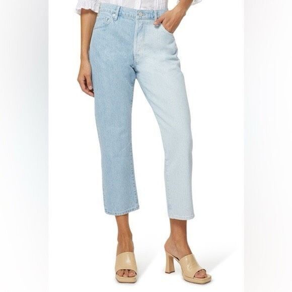 Frame Le Slouch Crop Jeans in Splitscreen Blue Size 27 - Picture 1 of 9
